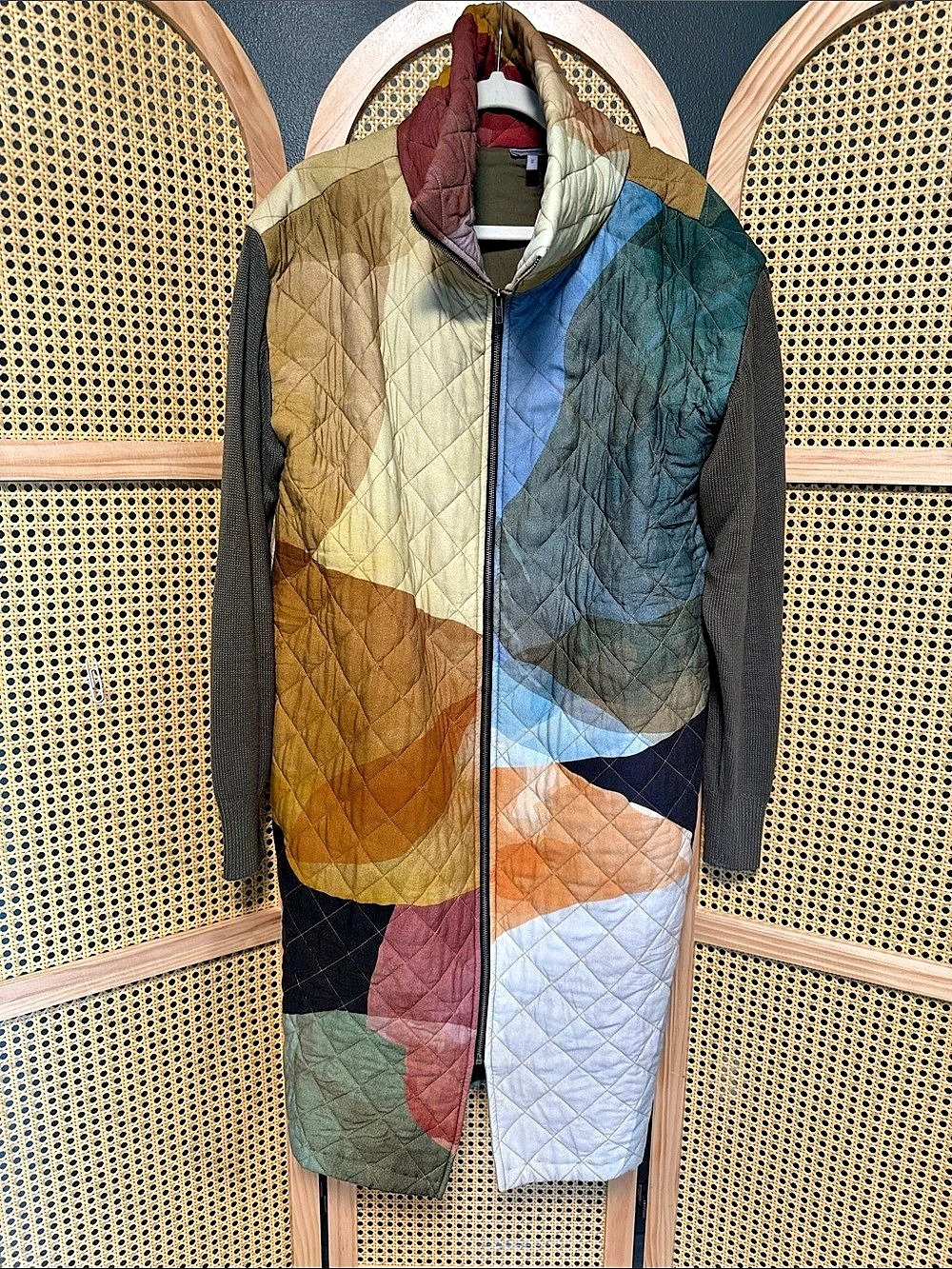 Conditions Apply Printed Quilted Jacket Abstract Patchwork Medium/ small